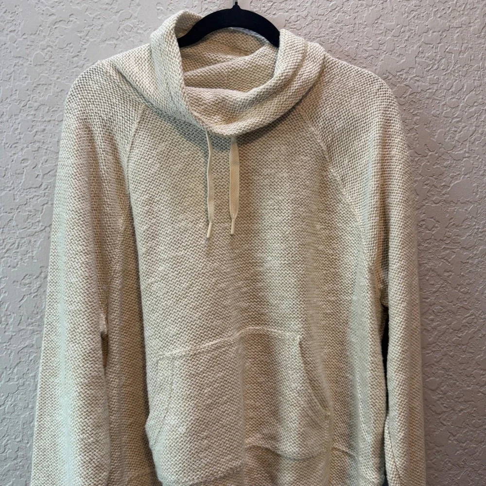 OFFLINE by Aerie Cowl Neck Knit Hoodie XL Cream Athleisure Loungewear - Picture 2 of 6